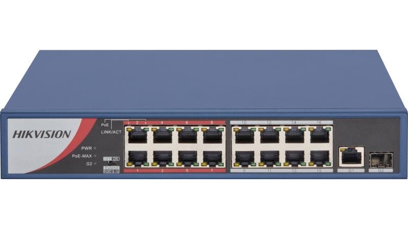 Hikvision DS-3E0318P-E/M(B) 16 Port Fast Ethernet Unmanaged POE Switch
