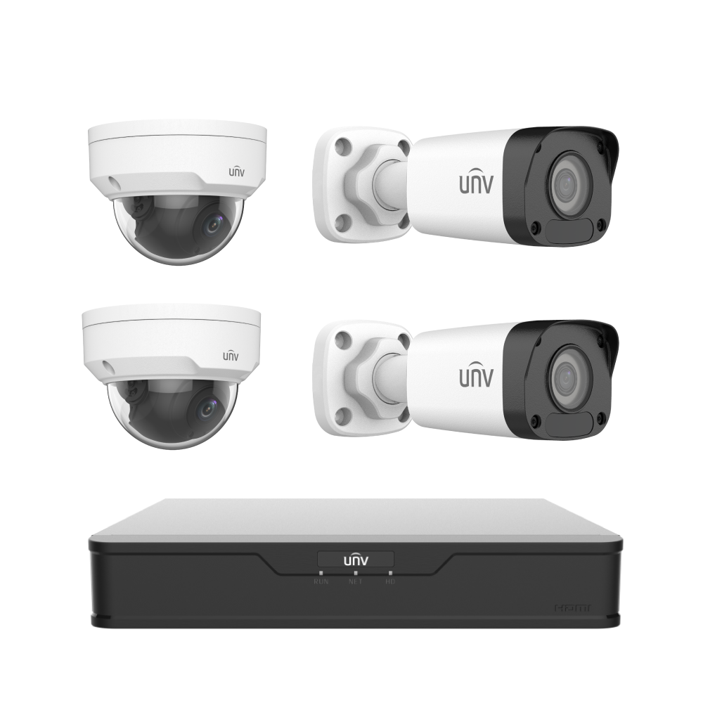 Kit de video surveillance : 4 CAMERAS IP UNV 2MP