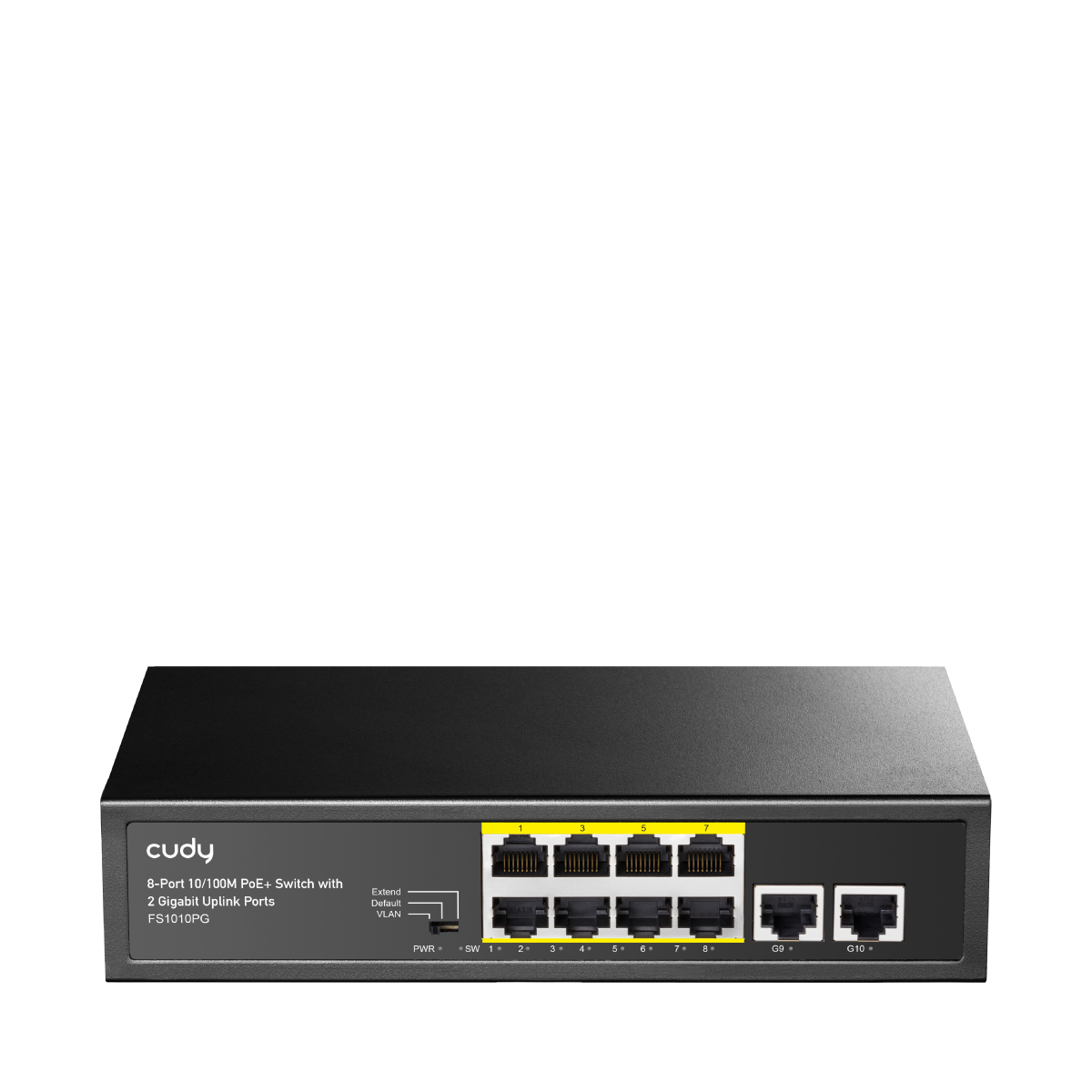 Switch VLAN 10 Ports (8 ports 10/100Mbps + 2 ports Gigabit) 120W CUDY FS1010PG